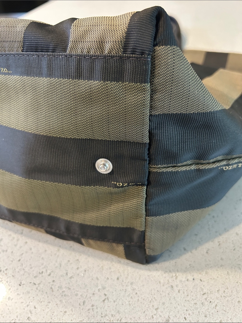 Fendi Pequin Foldable Tote | w/ Insert| Zip Top | Classic Stripe - Picture 4 of 16